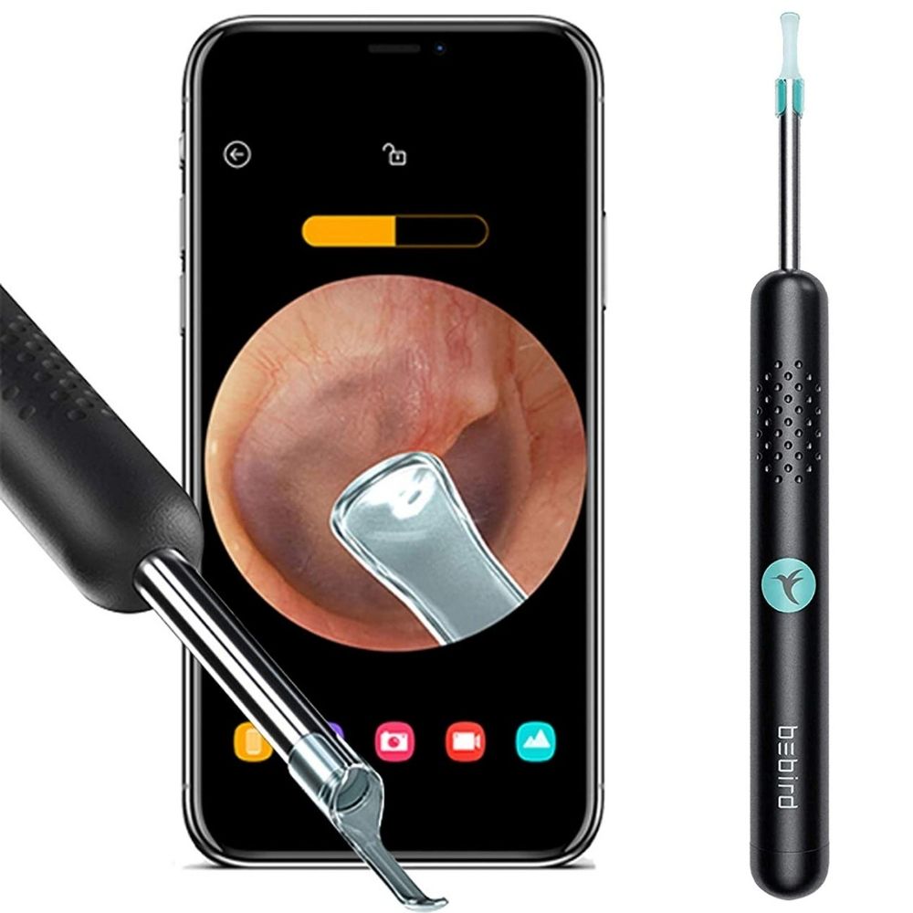 Camera ear pick and connected phone showing the product display